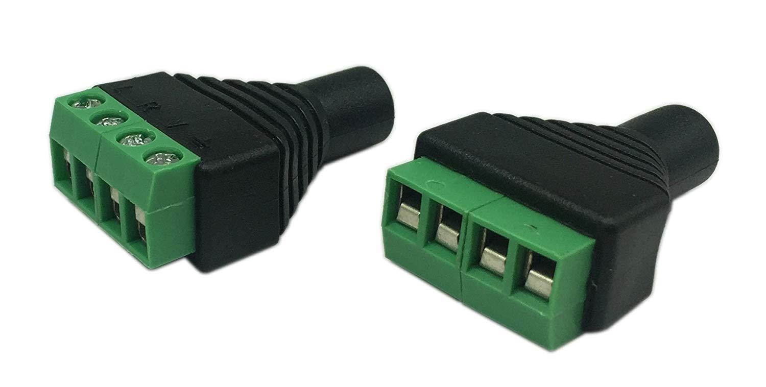 Cerrxian 3.5mm 4 Pole Female Stereo Audio Video to 4 Screw Terminal Female Headphone Balum Converter Adapter (2-Pack)