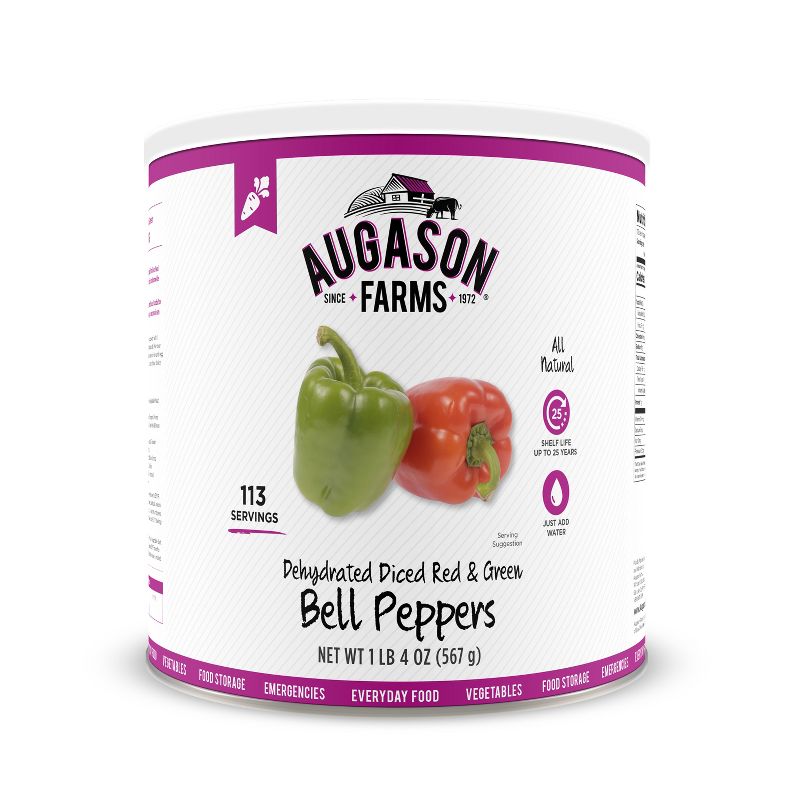 Augason Farms Gluten Free Dehydrated Diced Red & Green Bell Peppers - 20oz
