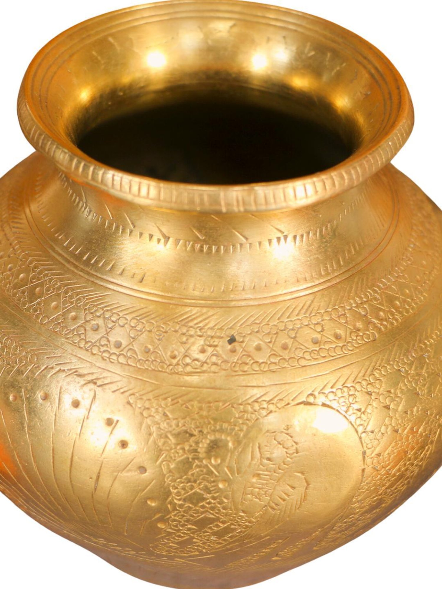 Ambi Intricately Hand Carved Brass Vintage Temple Lota - 300 Ml