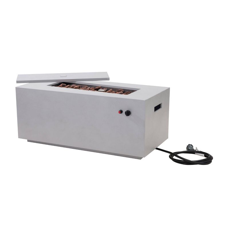 Piedmont Rectangular Outdoor Unique Gas Stone Firepit Light Gray - Sunjoy