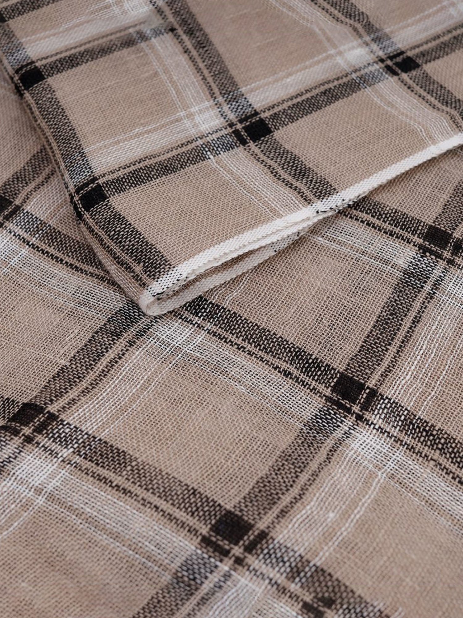 Linen Club Black Checks Pure Linen Stole