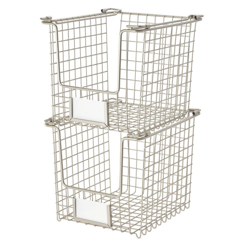 iDESIGN 8"x10"x7.75 Classico Stackable Basket Silver
