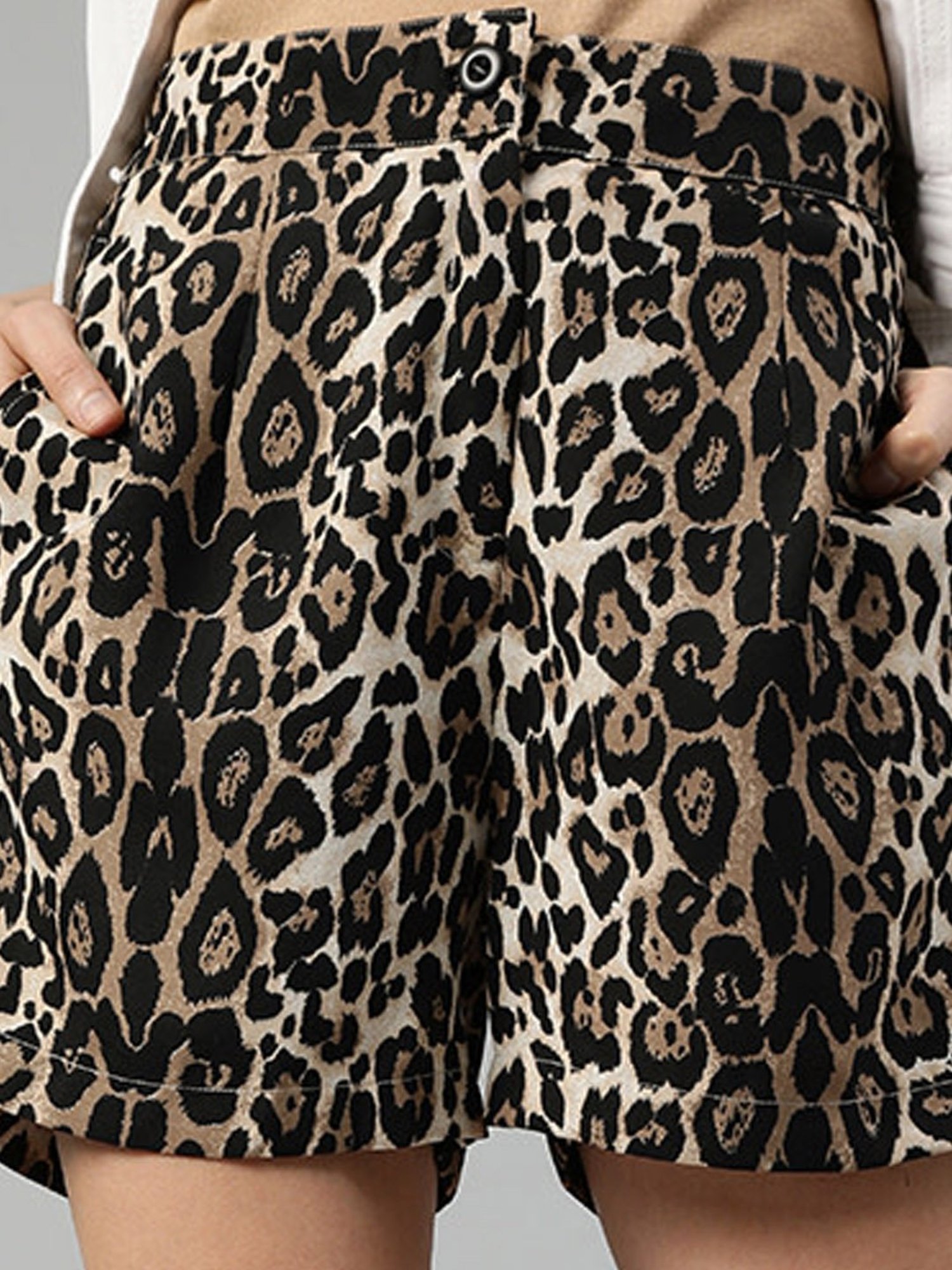 Sera Beige & Black Animal Print Shorts