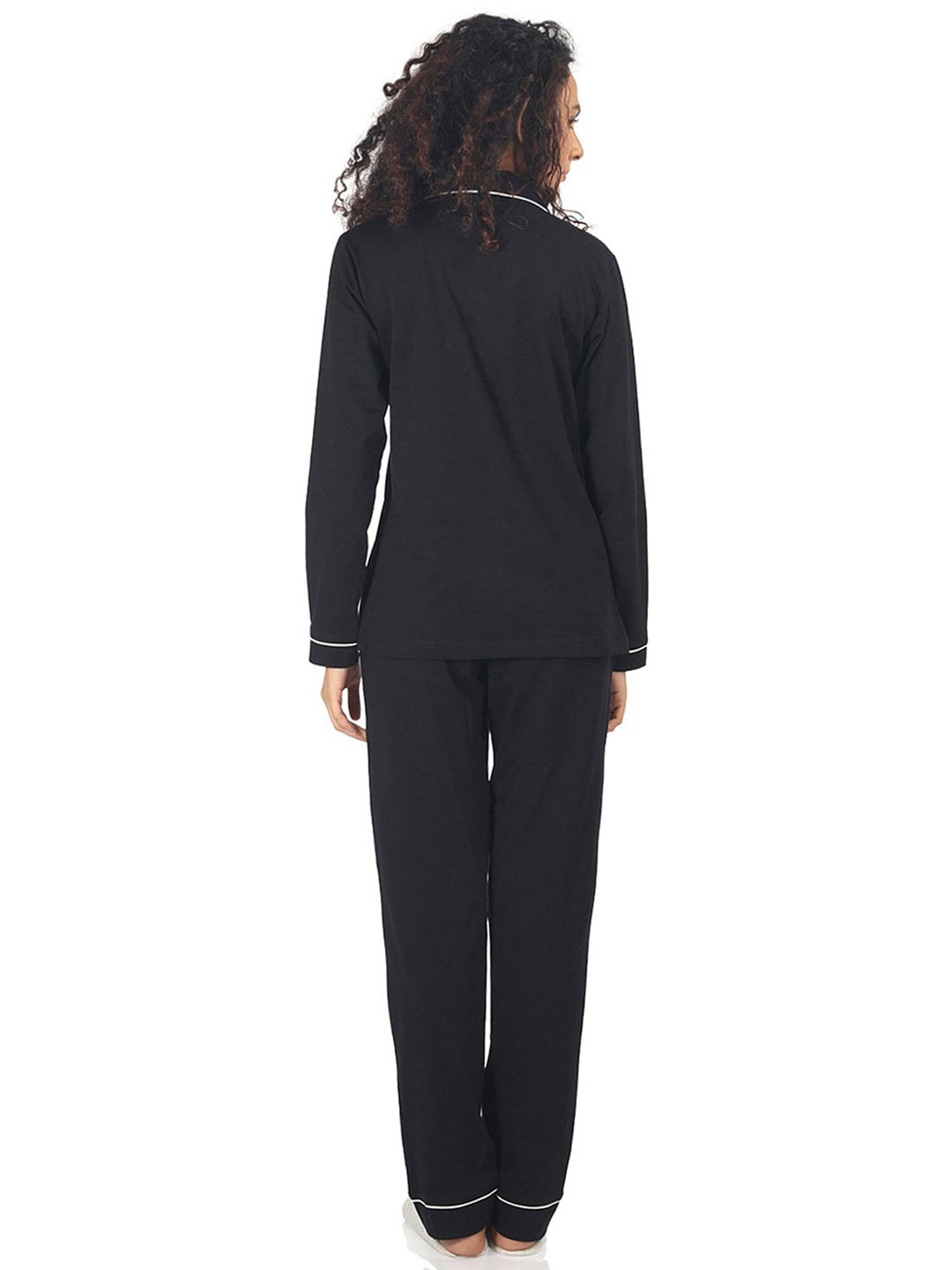 Nite Flite Black Cotton Shirt With Pyjamas