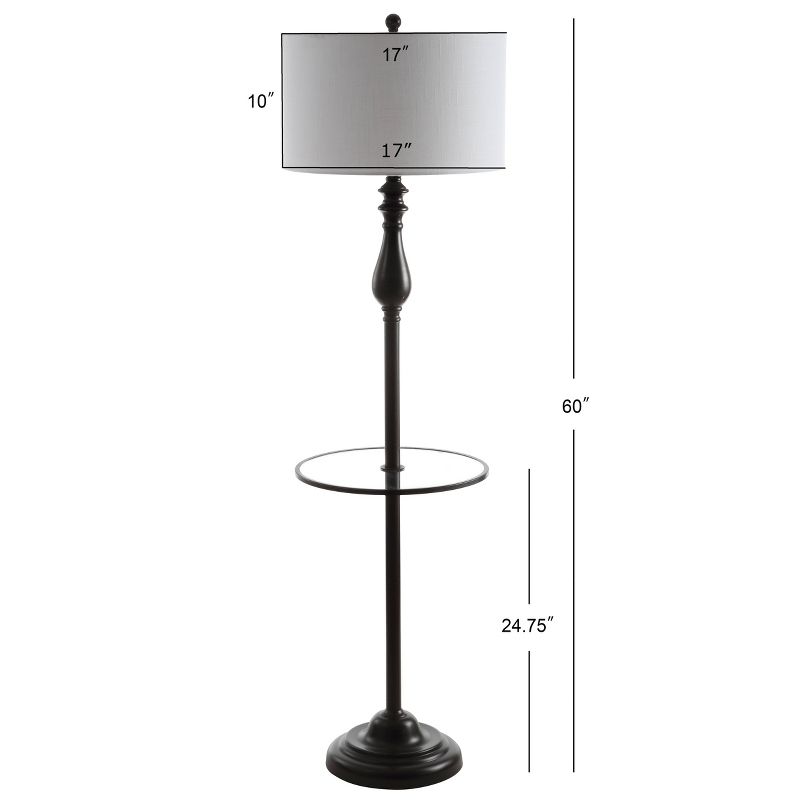 60" Metal Laine Side Table and Floor Lamp (Includes LED Light Bulb) Black - JONATHAN Y