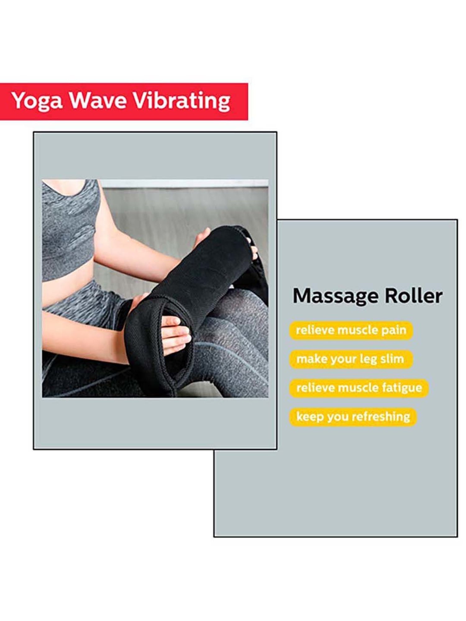 Waldon YC-618F Cordless Electric Vibrating Foam Yoga Roller with Wave Pattern (Black)