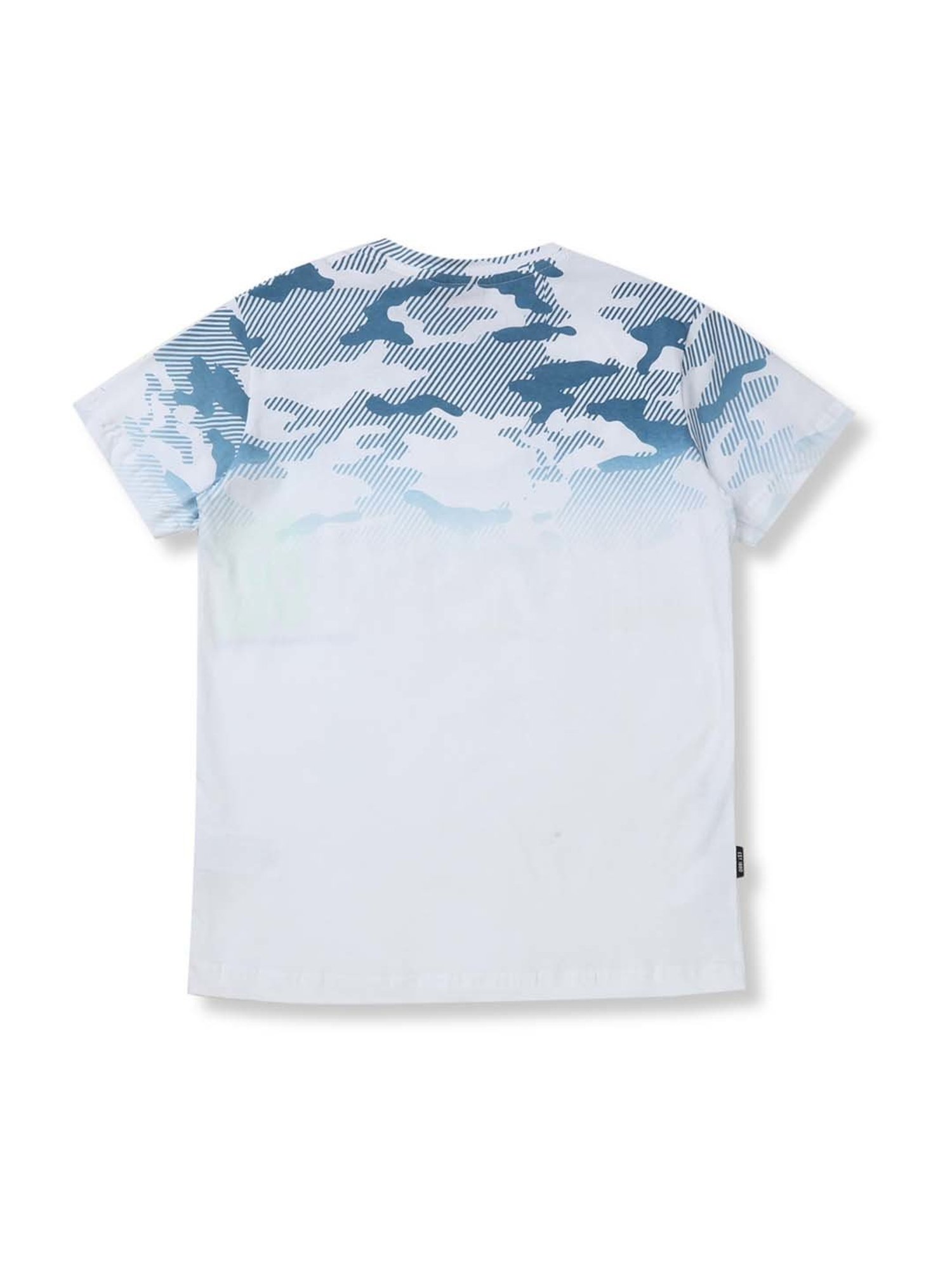 Gini & Jony Kids White & Navy Printed T-Shirt