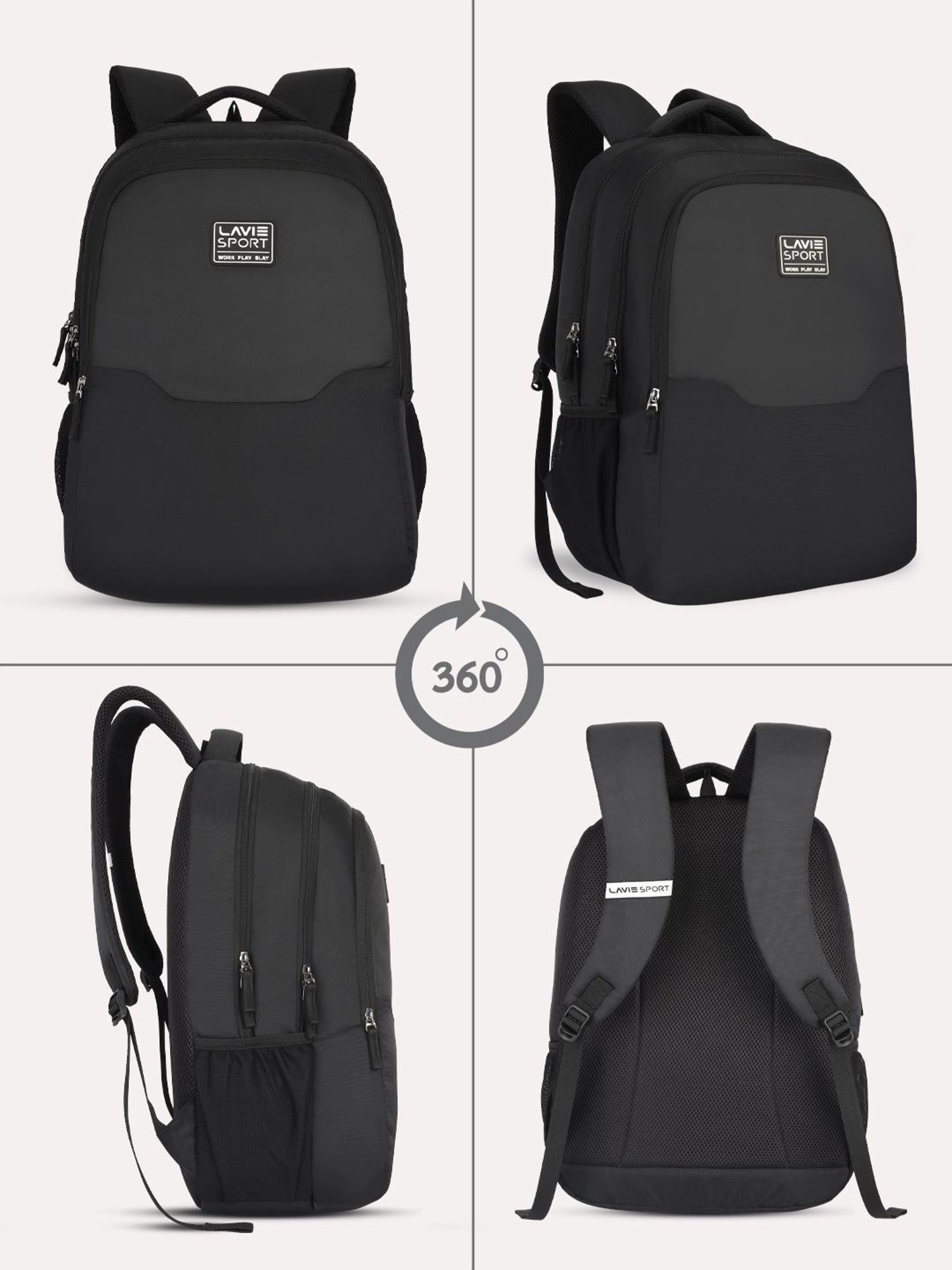 Lavie Sport Urban Black Polyester Solid Laptop Backpack - 31 Ltrs