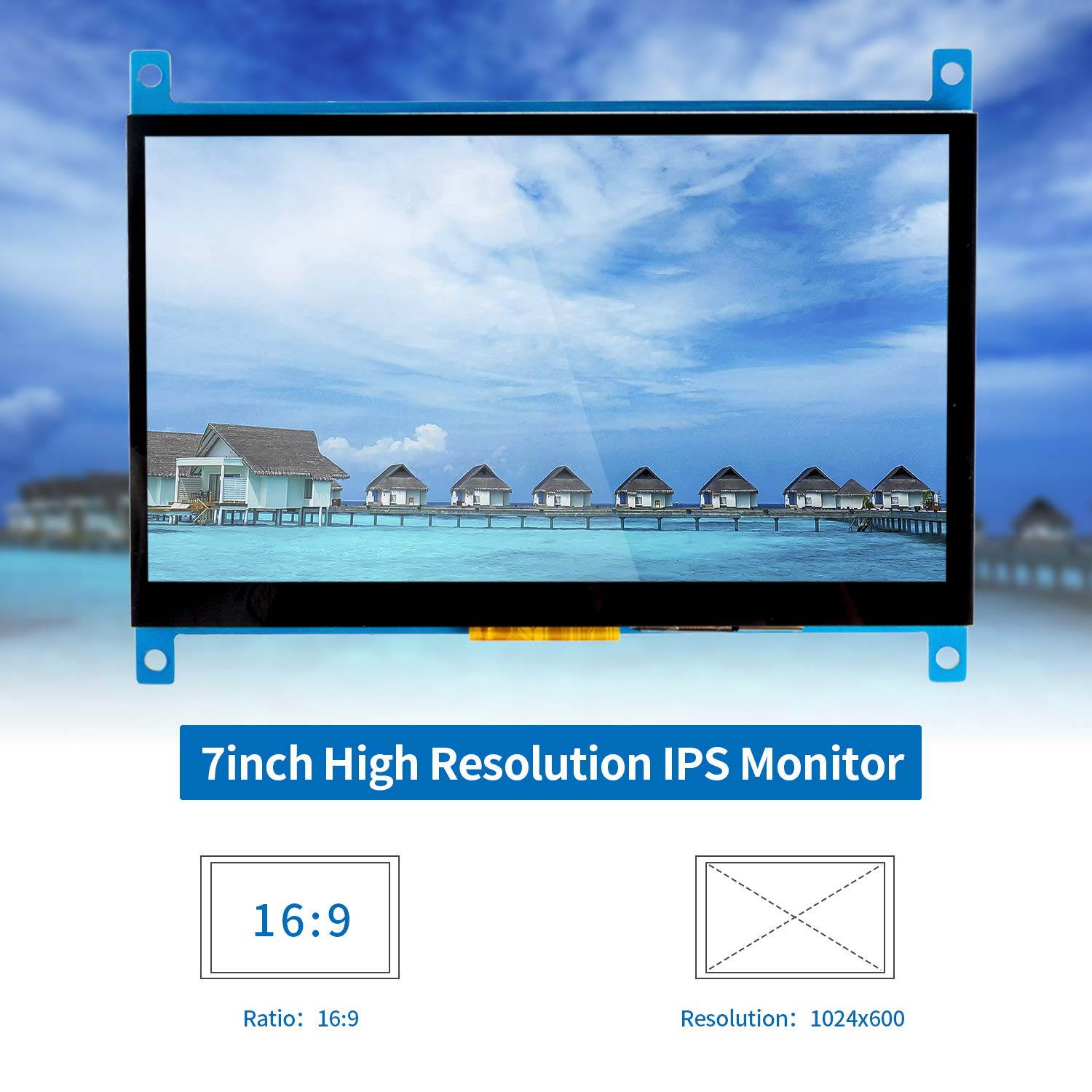 SunFounder Raspberry Pi 4 Display Touchscreen 7 Inch HDMI 1024&times;600 USB IPS LCD Screen Display Monitor for Raspberry Pi 4 3 Model B, 2 Model B, and 1 Model B+, Windows Capacitive Touch Screen