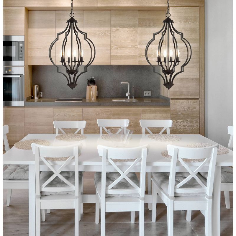 19" Adjustable Iron Selema Ogee Lantern LED Pendant Bronze - Jonathan Y