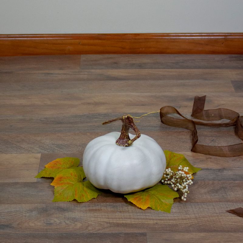 Northlight 6.5" White Pumpkin Weighted Halloween Statue