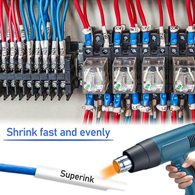 SuperInk 5 Pack Compatible for Brother HSe-221 HSe221 HS-221 HS221 Black on White Heat Shrink Tube Label Tape use in PT-D210 PT-D400 PT-E300 PT-E500 PT-P750WVP Printer (0.34''x 4 (ZJBRHSE2215PK/CA123)