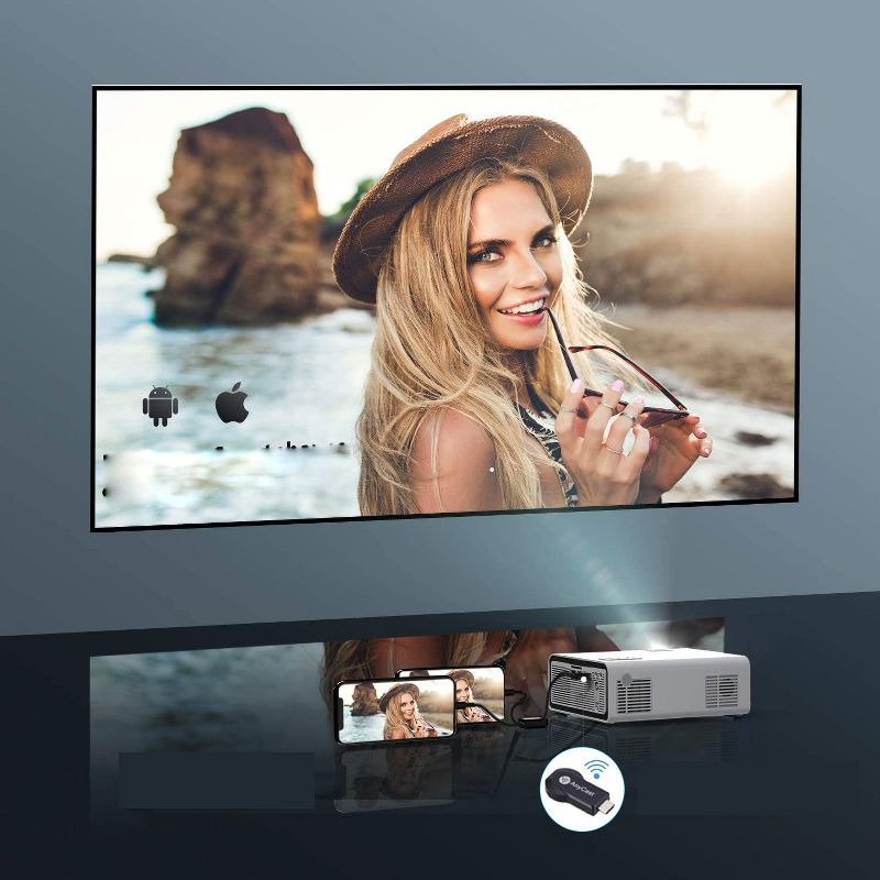 Yaber V3 Mini Bluetooth Projector 5500L Full HD 1080P and Zoom Supported Home & Outdoor Projector Portable LCD LED - White