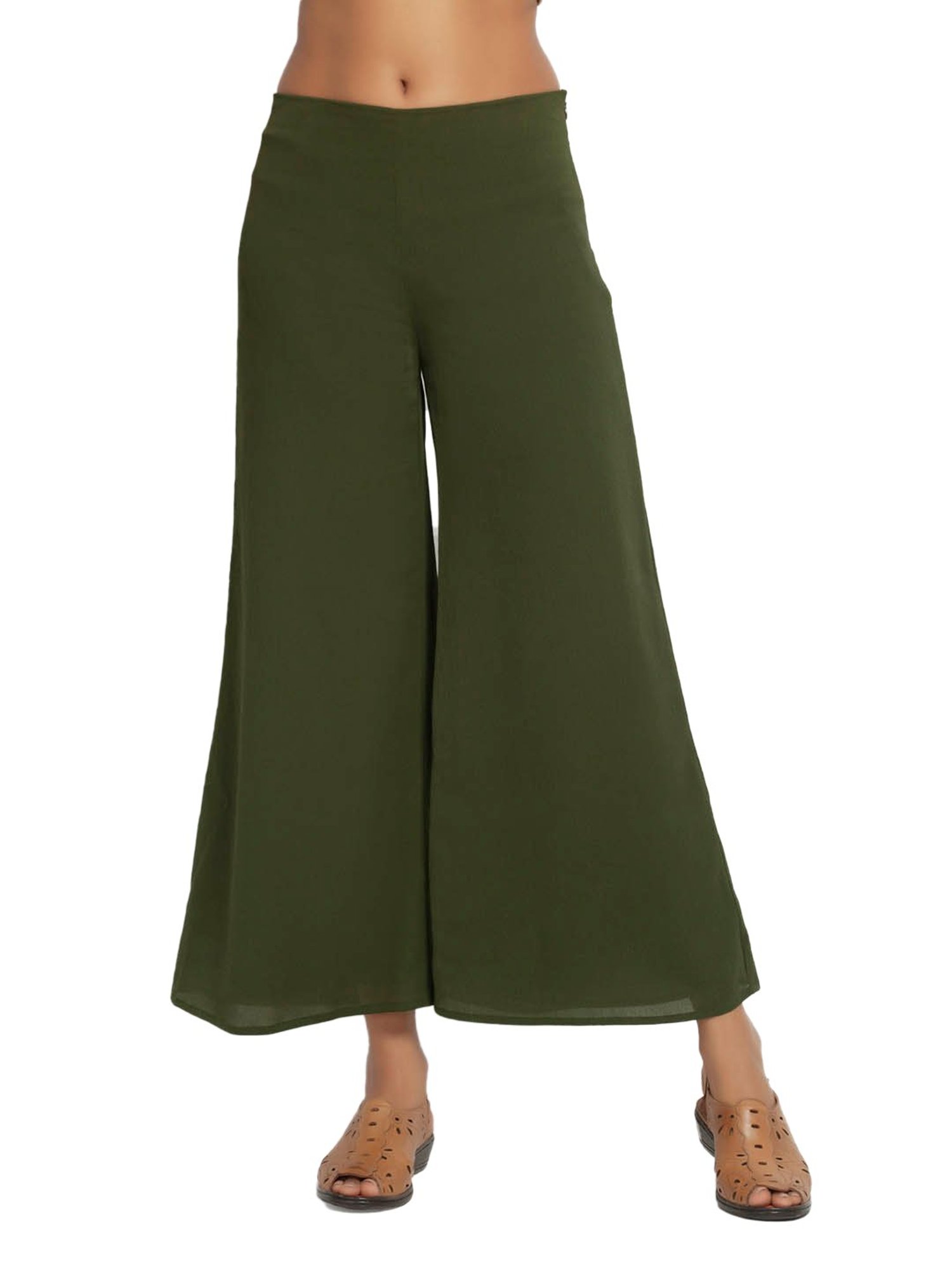 Office & You Green Mid Rise Palazzos