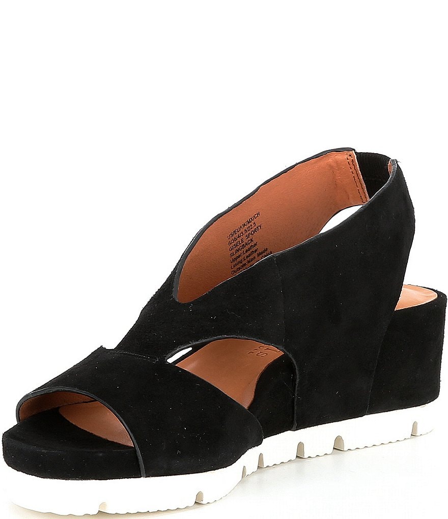 Gentle Souls Gisele Sporty Suede Slingback Platform Wedge Sandals
