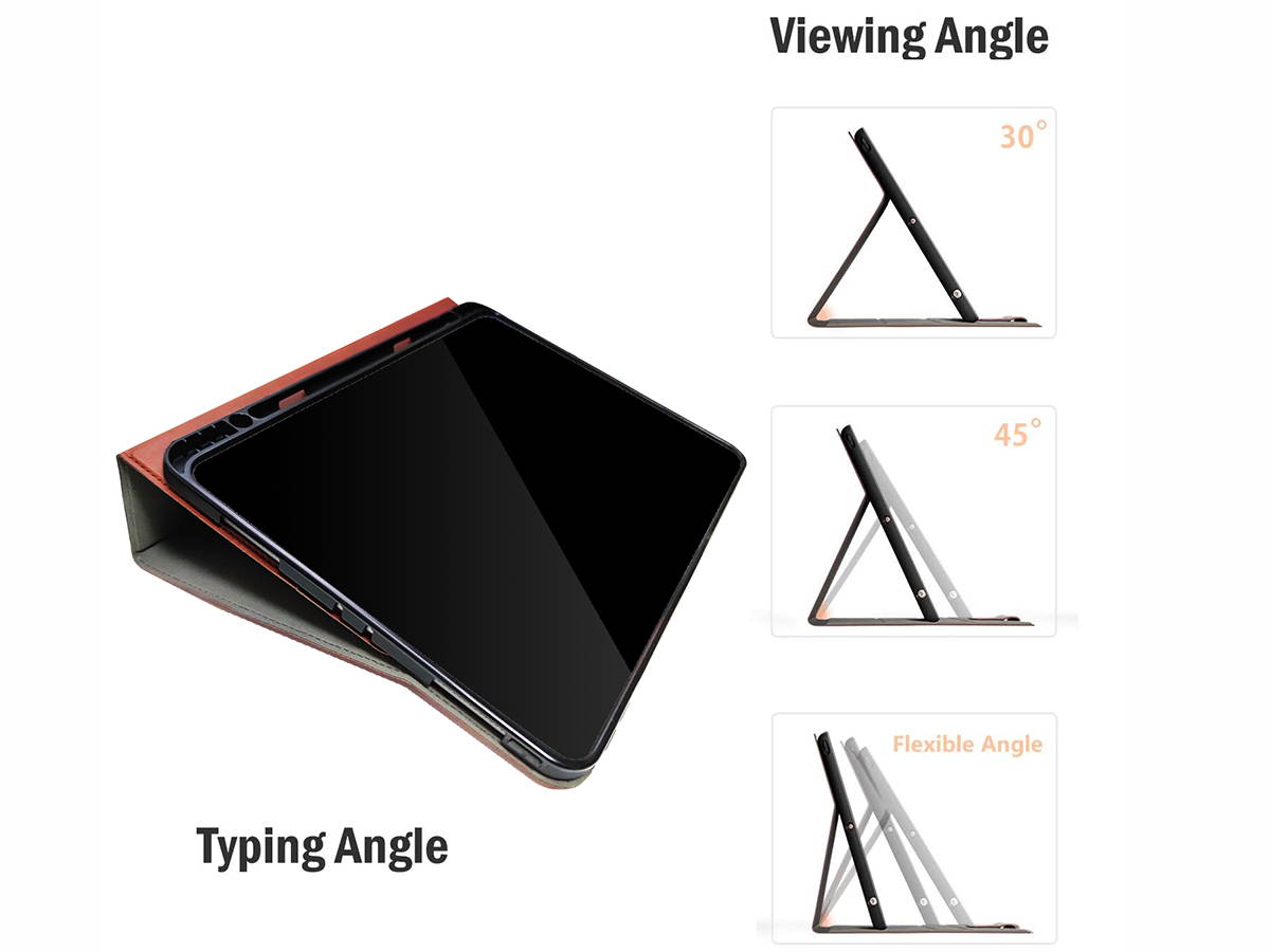 Leather Case for iPad Pro 11 2020&2018 2nd Generation Cover with Built-in Apple Pencil Holder Auto Sleep/Wake Function PU Leather Smart Cover