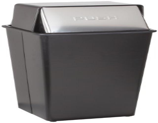 Black with Chrome Accents Square Black Trash Can with Chrome Accented Pushdoor