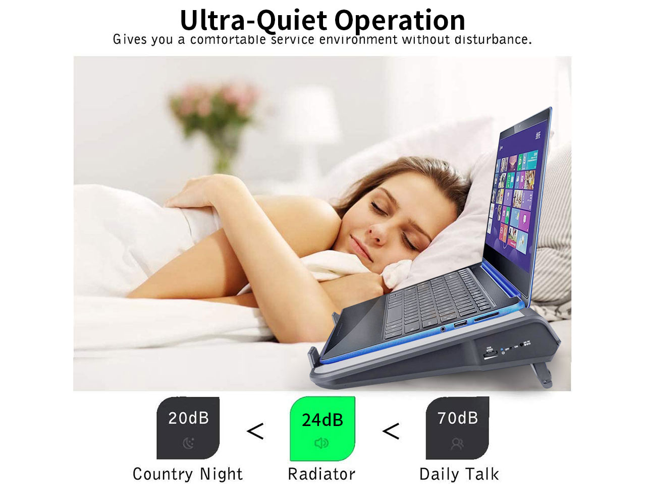 Laptop Cooling Pad, Laptop Cooler with 5 Quiet Red LED Fans for 12"-17" Inch Laptop, Dual USB 2.0 Ports, Portable Angle Adjustable Laptop Stand for Gaming Laptop-Green