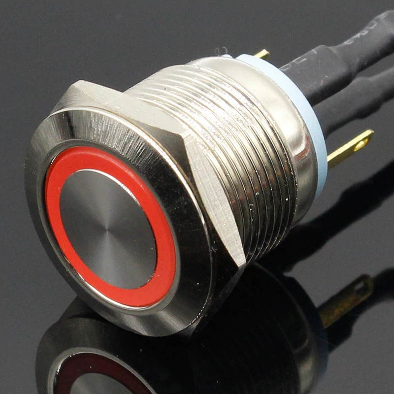 19mm Waterproof Momentary Stainless Steel Metal Doorbell Bell Horn Push Button Switch LED Car Auto 5V 12V 24V 220V