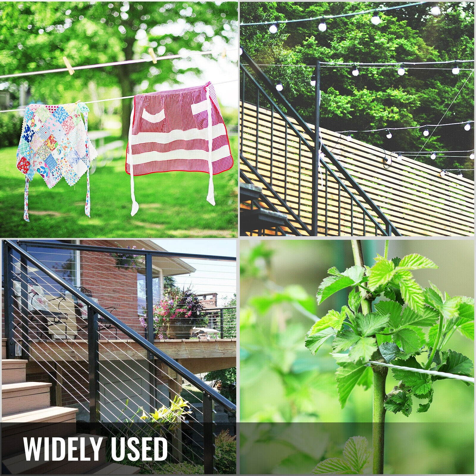 T316 Stainless Steel Cable Wire Rope,1/8",7x7,200ft Rigging Cable Railing