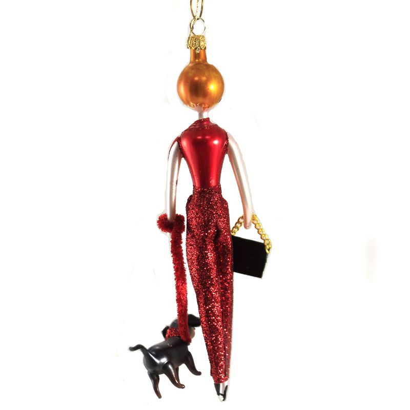 Italian Ornaments 7.0" Jill In Red Glittered Pants Ornament Italian Dog Diva Lady  -  Tree Ornaments