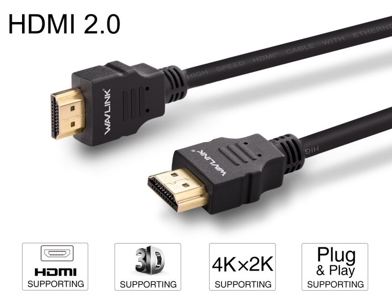 Wavlink 4K HDMI Cable - 6.6ft  Zinc Alloy Shell HDMI Male to HDMI Male cable - Braided Cord (30AWG) - High Speed with Ethernet & Audio Return - Support 4K 2160p, HD 1080p, 3D