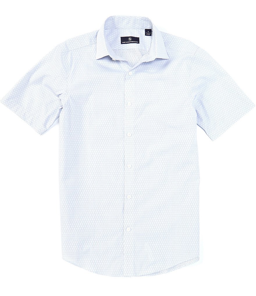 Hart Schaffner Marx Short Sleeve Dash Stripe Sportshirt