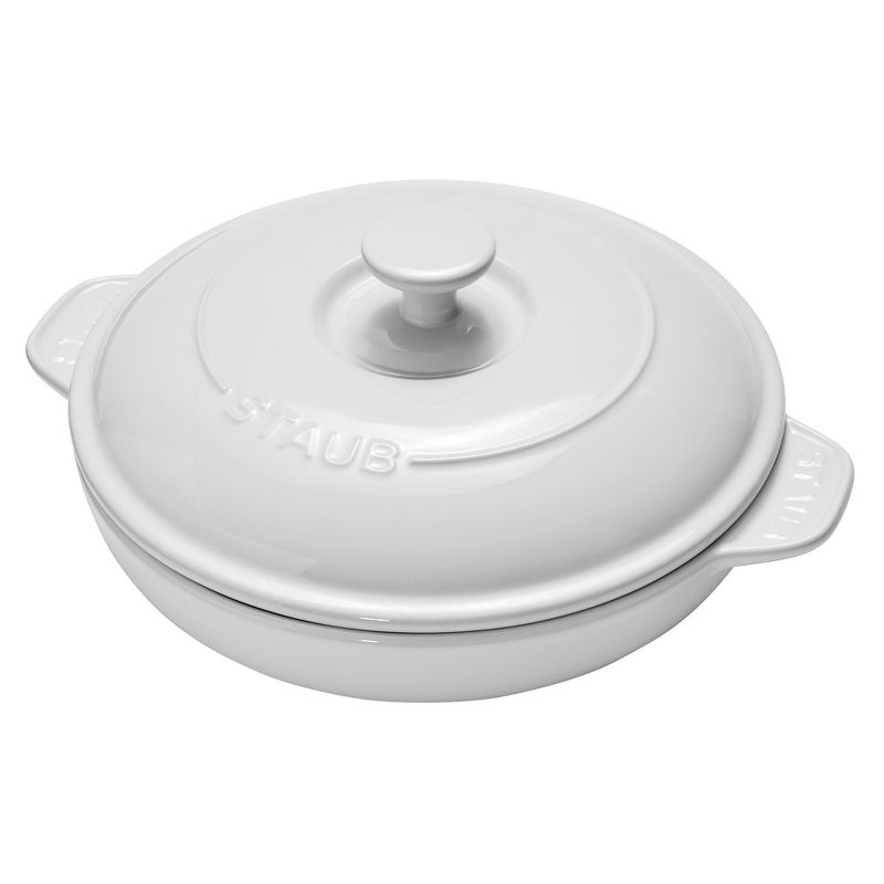 Staub Ceramics 8-inch Round Covered Brie Baker - White