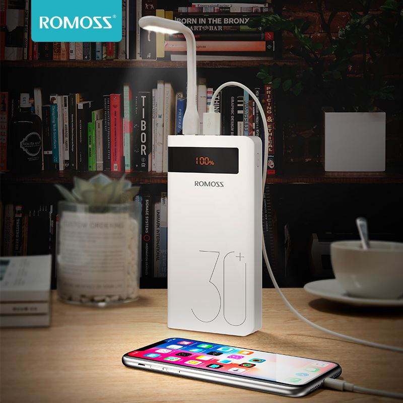 ROMOSS 30000mAh Type-C PD Portable Charger 3 Outputs and 3 Inputs Power Bank, 18W Fast Charge External Battery Packs Compatible with iPhone Xs Max, MacBook, iPad Pro, Samsung S8 (S9 is not)
