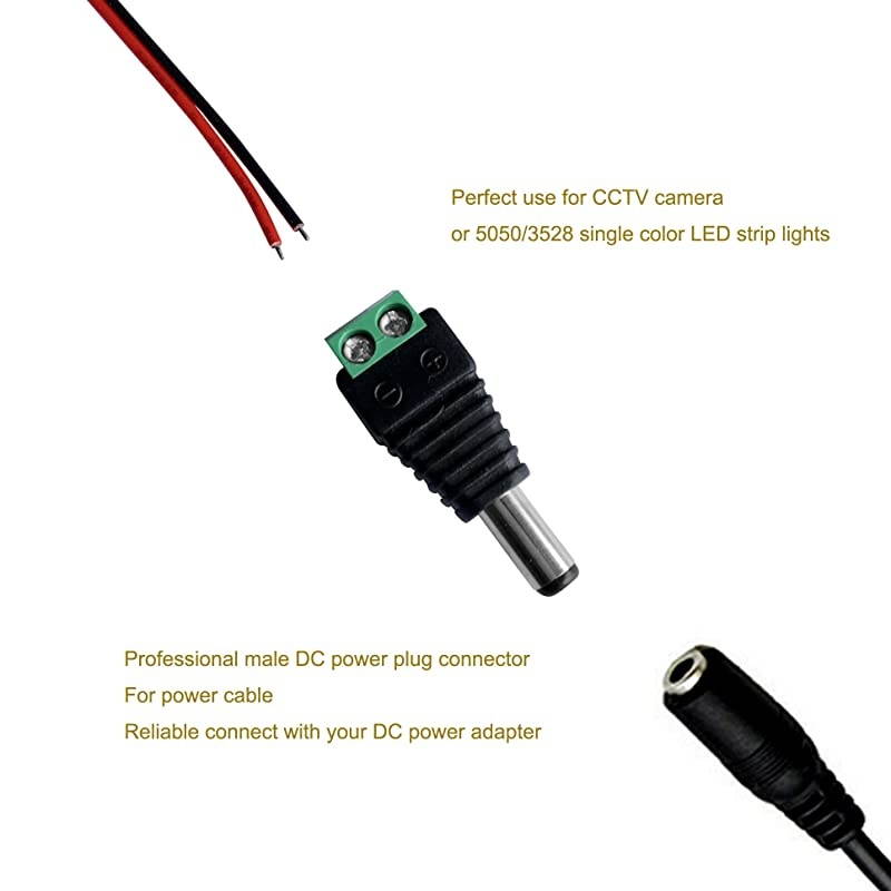 Male and Female 12v DC Power Jack Adapter Connector for Led Strip CCTV Camera