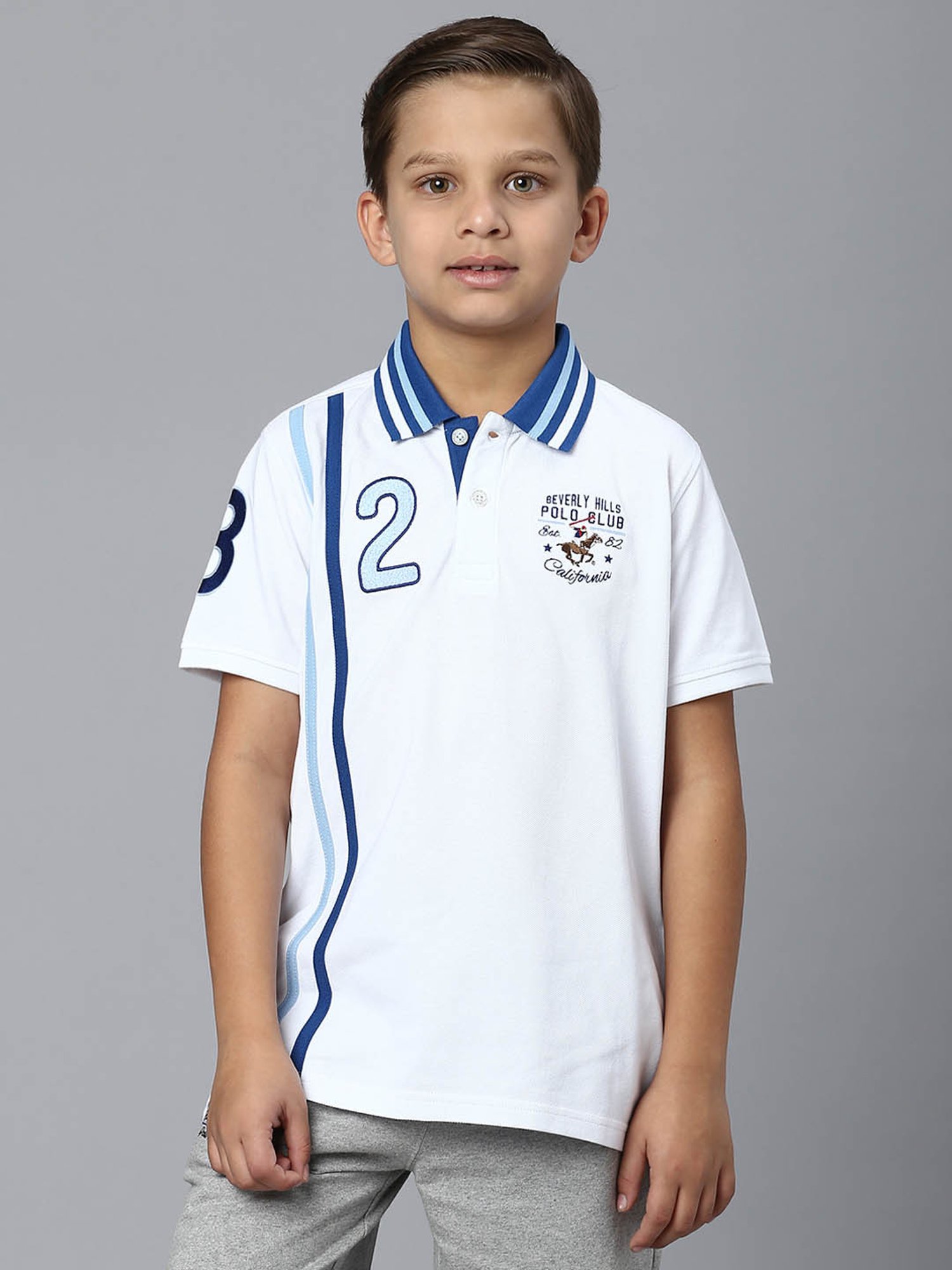 Beverly Hills Polo Club Kids White Printed Polo T-Shirt