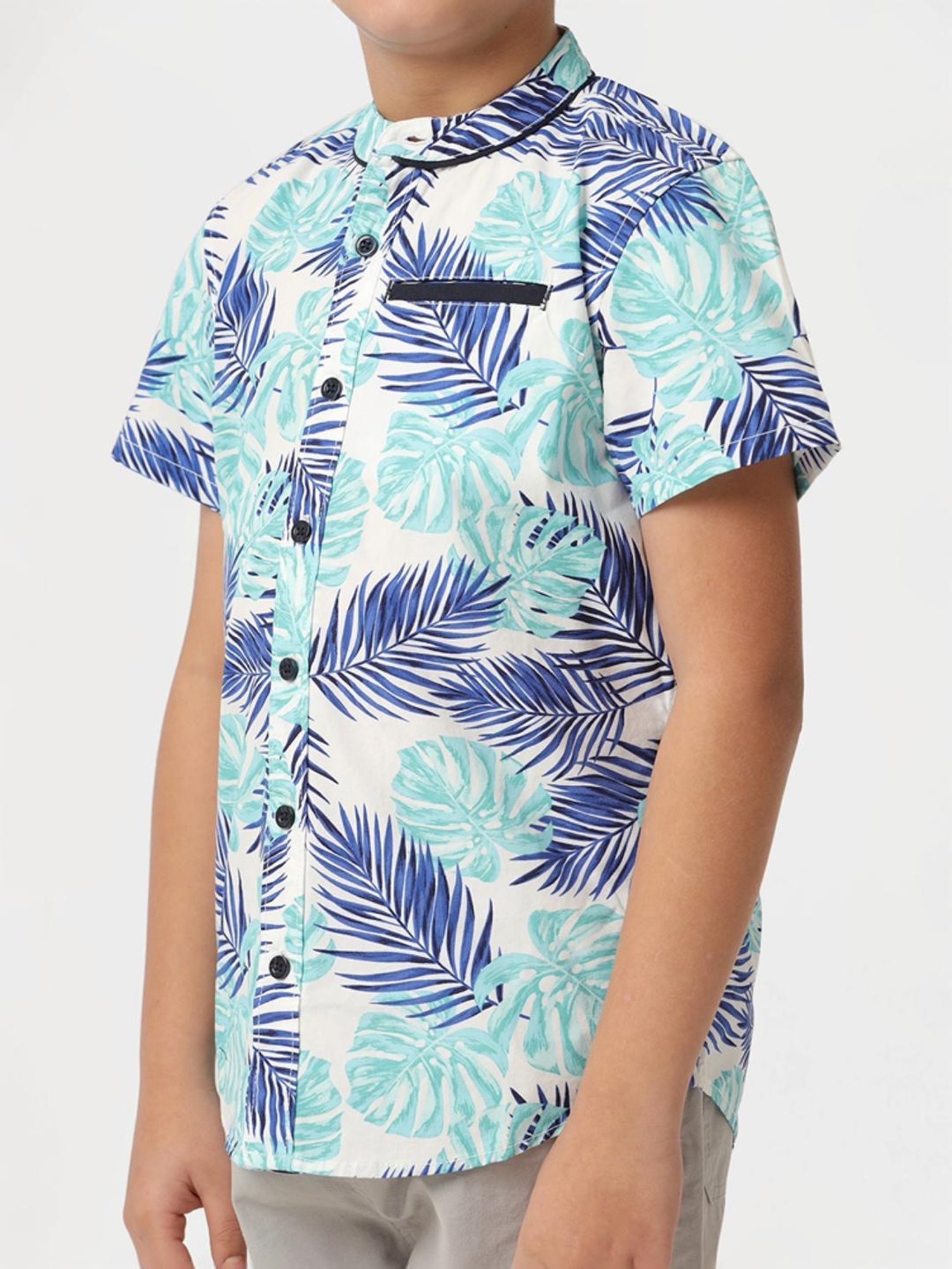 Kate & Oscar Kids Blue & White Cotton Printed Shirt