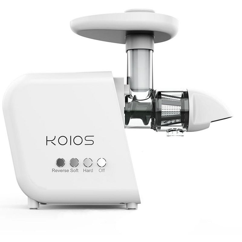 KOIOS B5100 Masticating Vegetable & Fruit Juicer Machine Kitchen Appliance with Slow Squeeze Technology and Reversible Motor, White