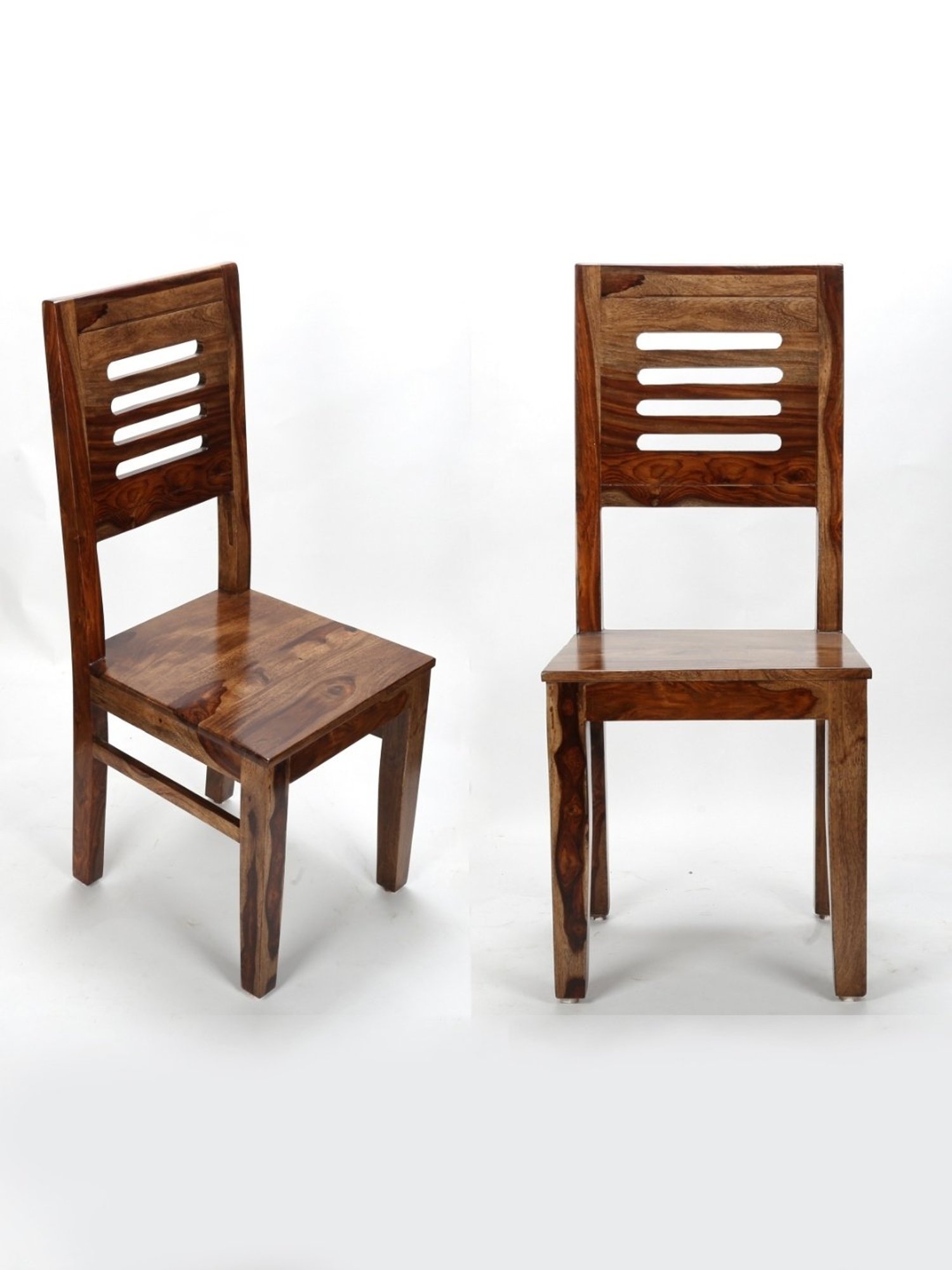 Ikiriya Oliver Solid Brown Wood Dining Chair Teak Finish - Set of 2