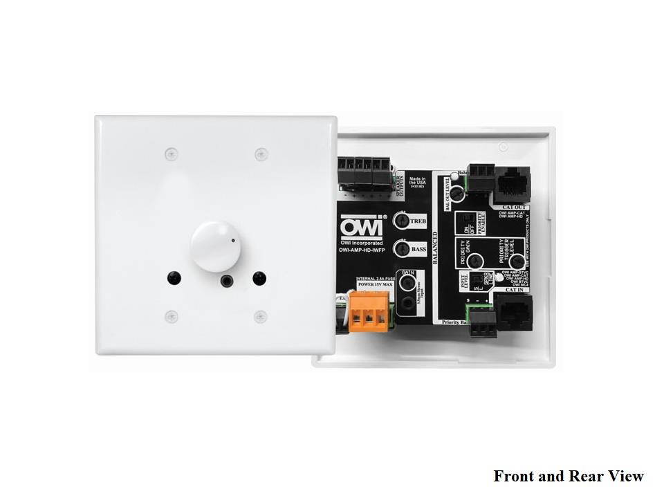 OWI AMP-HD-2GBFP Amplifier with Cat-5 Connector for use in a UL-Listed/2-Gang Box for Compatible OWI Speakers