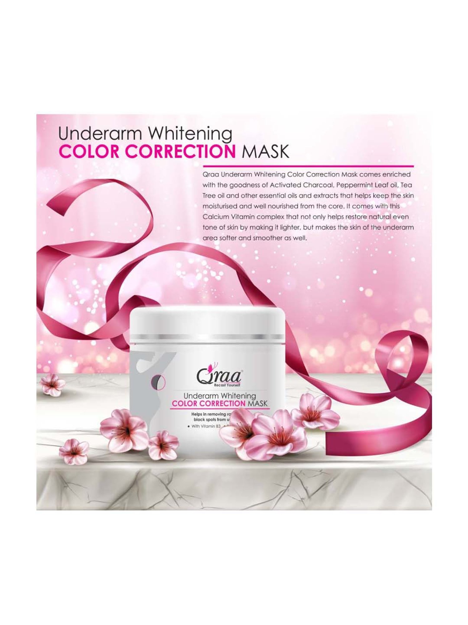 Qraa Underarm Whitening Color Correction Mask for Dark Underarms - 250 gm