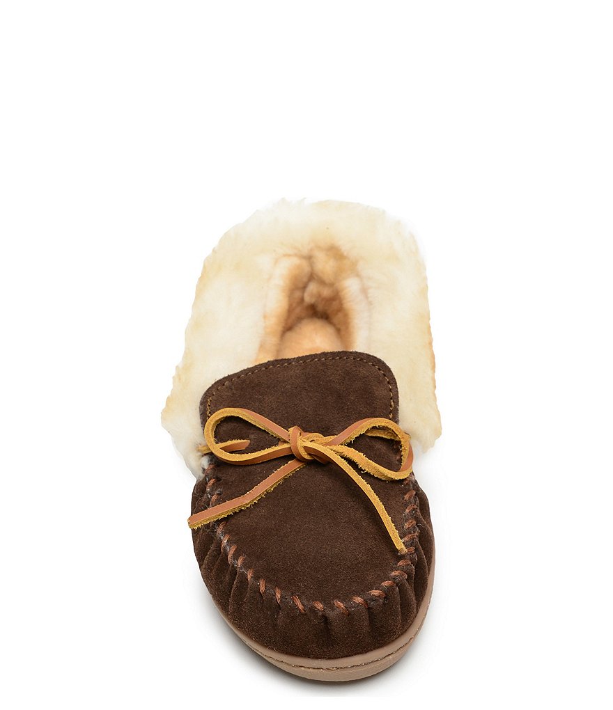 Minnetonka Alpine Suede Sheepskin Moc Slippers
