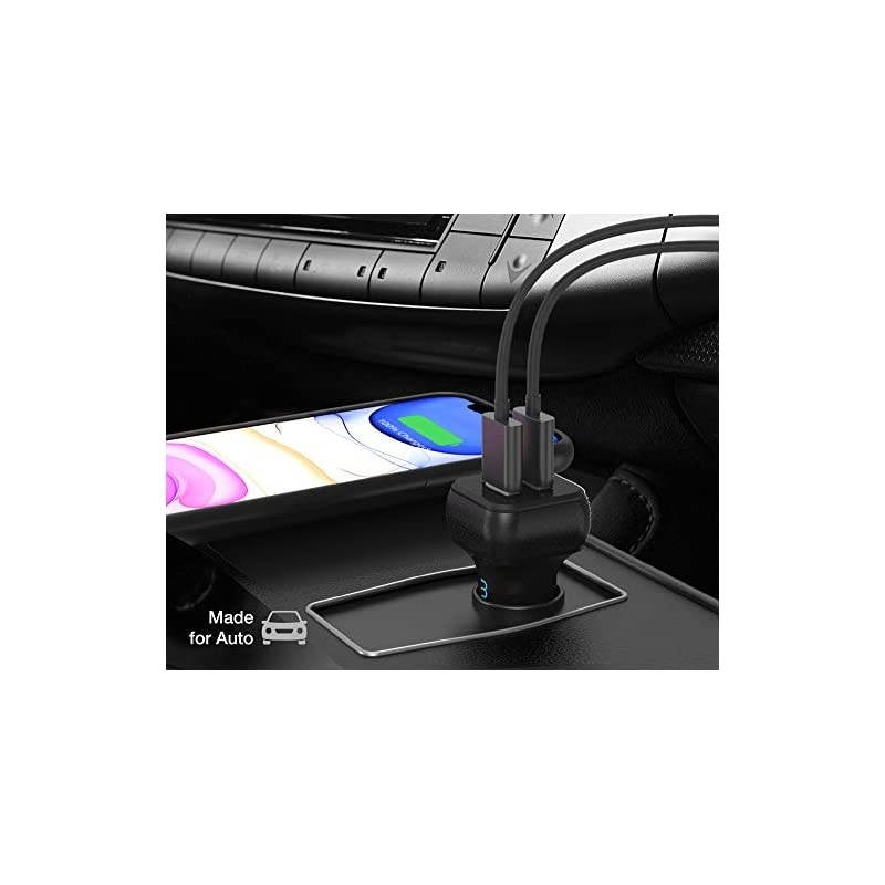 Car Charger with SmartUSB Port 48A24W Black Charger Adapter for iPhone 12 11 Pro MaxXS MaxXRXSX87PlusGalaxy S20 UltraS10S10+S10eNoteLGiPad ProAir 2MiniHuawei MotoPixel