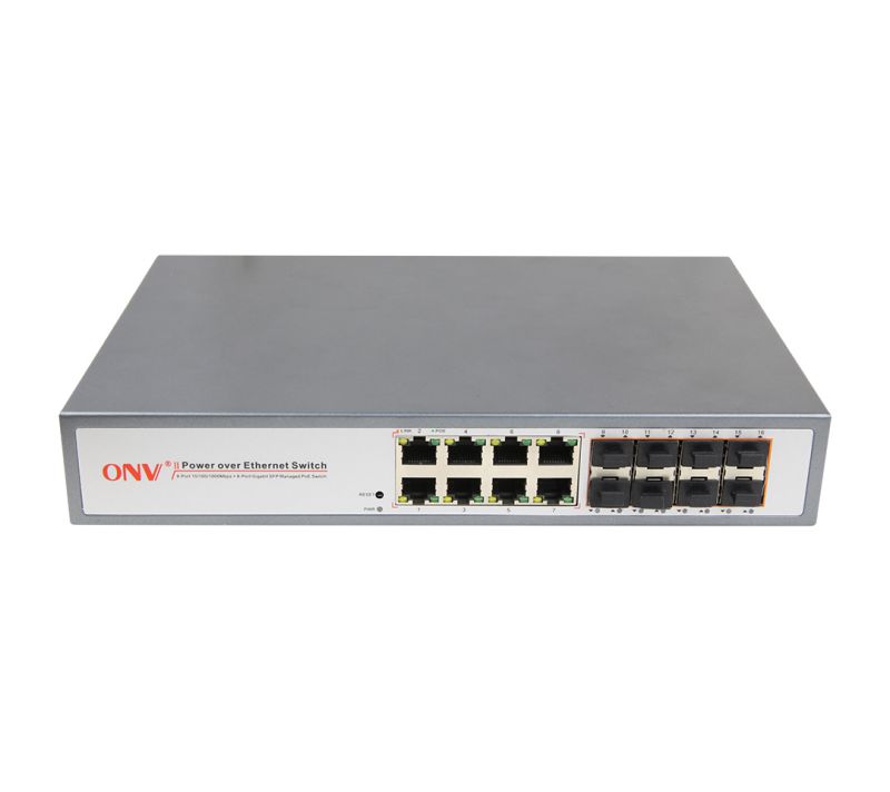 ONV-POE33168PFM 8*10/100/1000M PoE ports + 8*Gigabit SFP port IEEE802.3af/at standard POE Switch