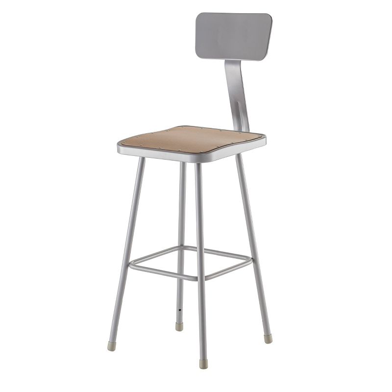 2pk 30" Heavy Duty Square Steel Barstool with Backrest Gray - Hampton Collection