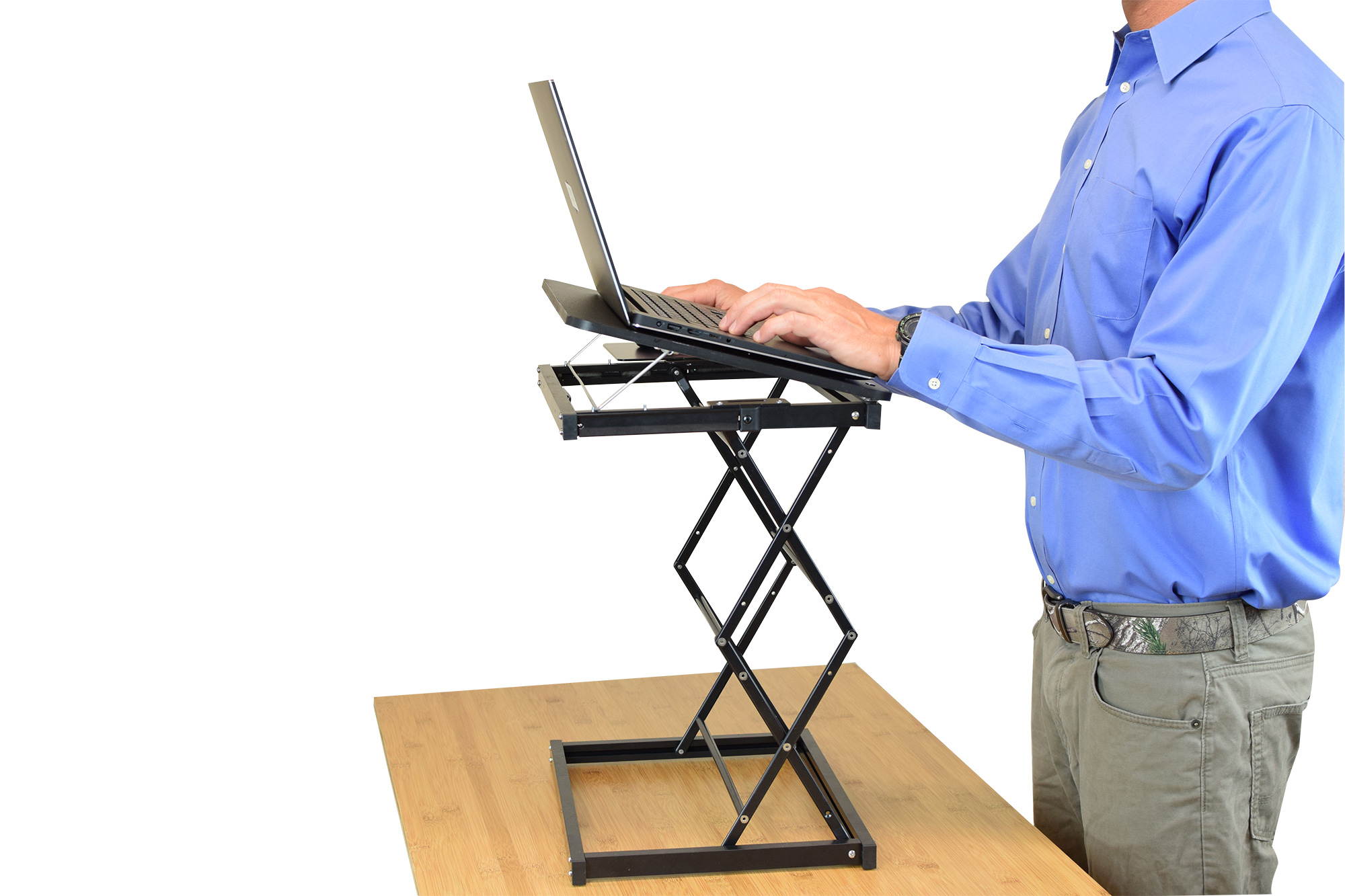 CD4 Laptop Standing Desk Converter ergonomic adjustable height tilt laptop desk stand sit stand up desktop riser topper for laptops small compact portable folding lightweight with mouse pad small