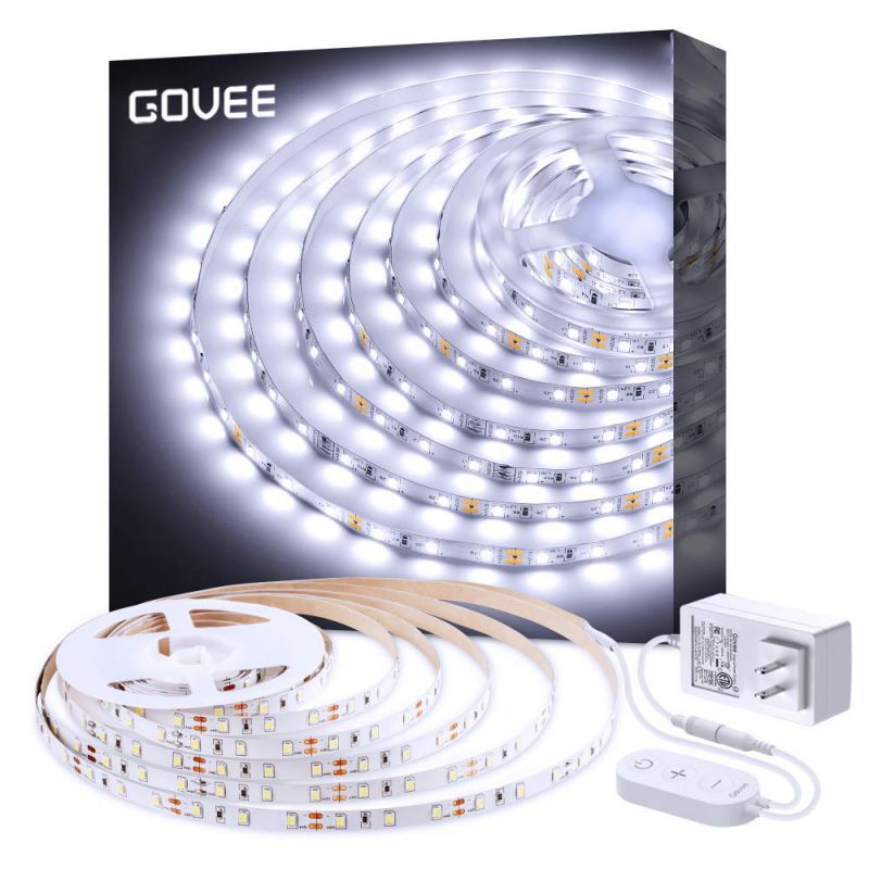 LED Strip Lights 32.8ft Daylight White, Govee 6500K Dimmable White Light Strip with Control Box, 600 LEDs Super Bright Tape Lights for Mirror, Under Cabinet, Living Room, Study, Wardrobe