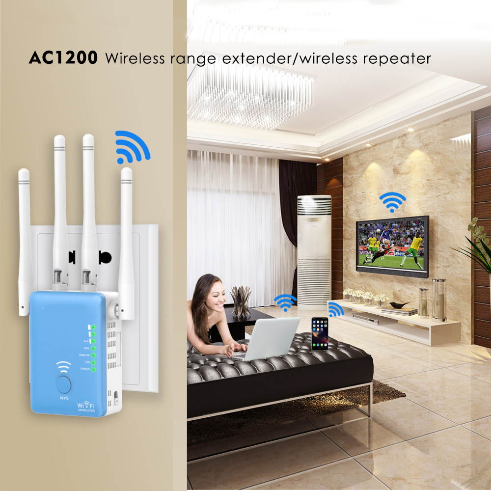 Wireless Wifi Repeater/Router 1200mbps 2.4G&5G Dual Band Wifi Signal Amplifier AP Signal Booster Network Range Extender