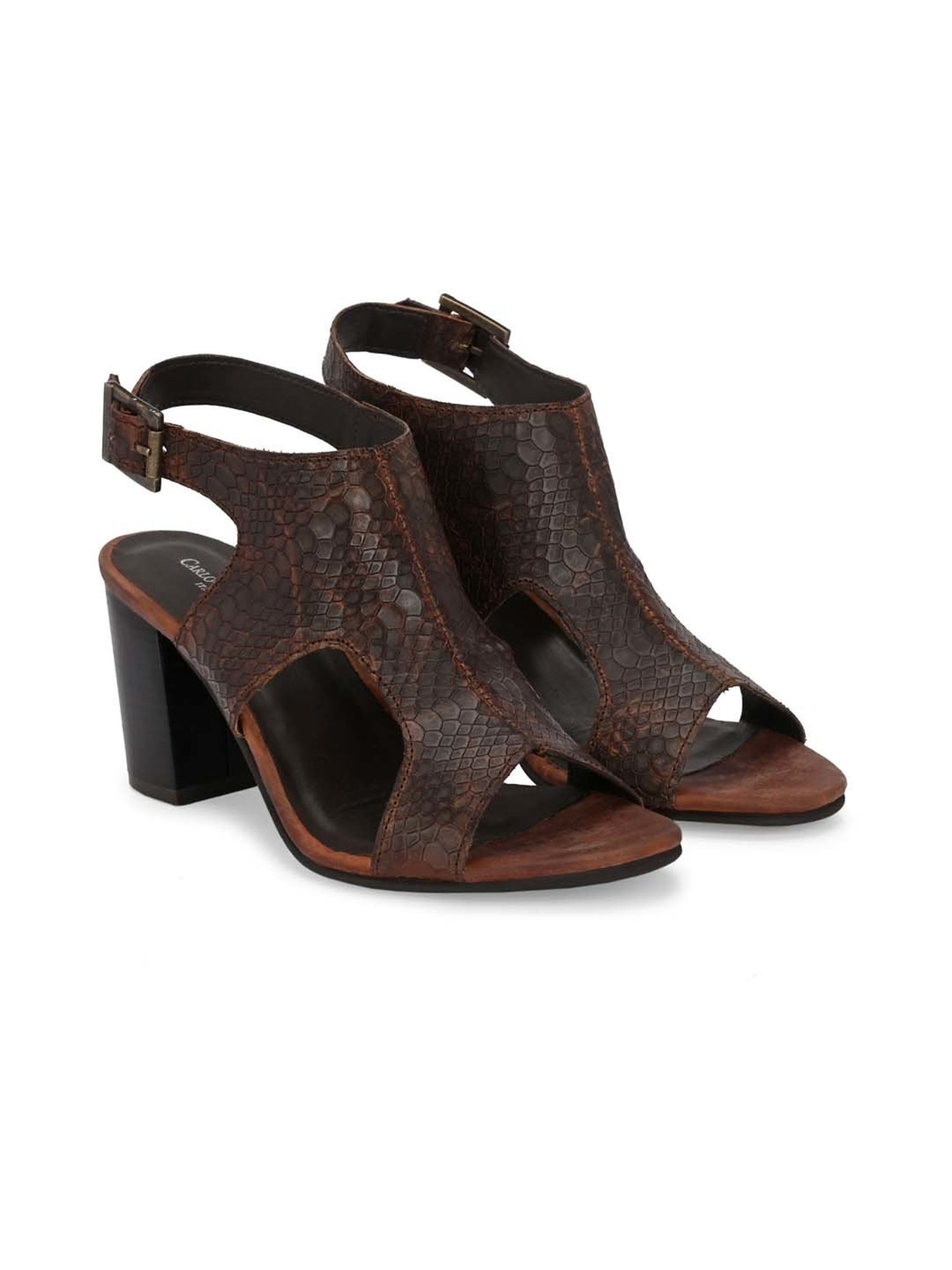 Carlo Romano Women's Brown Ankle Strap Sandals