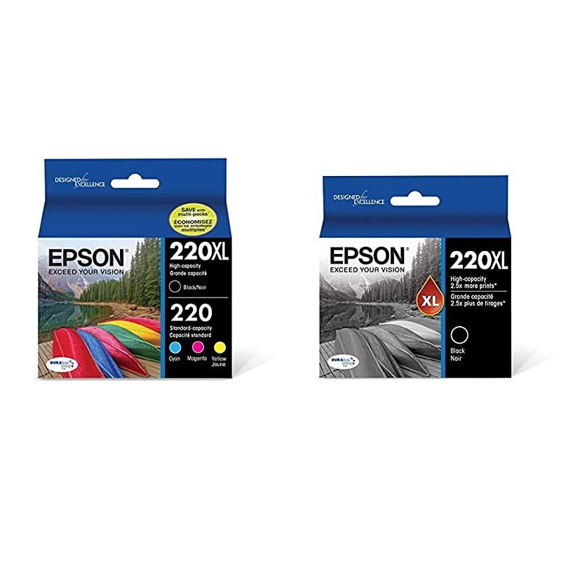 T220XLBCS Cartridge Ink 4 Pack Black Cyan Magenta Yellow amp T220XL120S DURA Ultra Black High Capacity Cartridge Ink