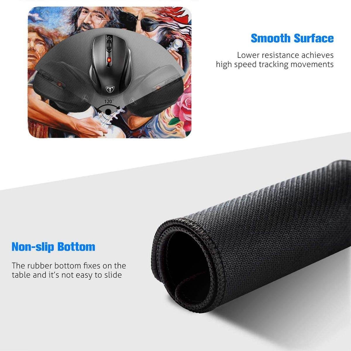 Grate Ful Skull Gaming Mouse Pad, Anti Slip Natural Rubber Mouse Mat for Desktops, Computer, Pc and Laptops Cool Mousepad for Working or Game - Grate-ful Dead 7.1x8.7 inches/11.8x9.85 inches