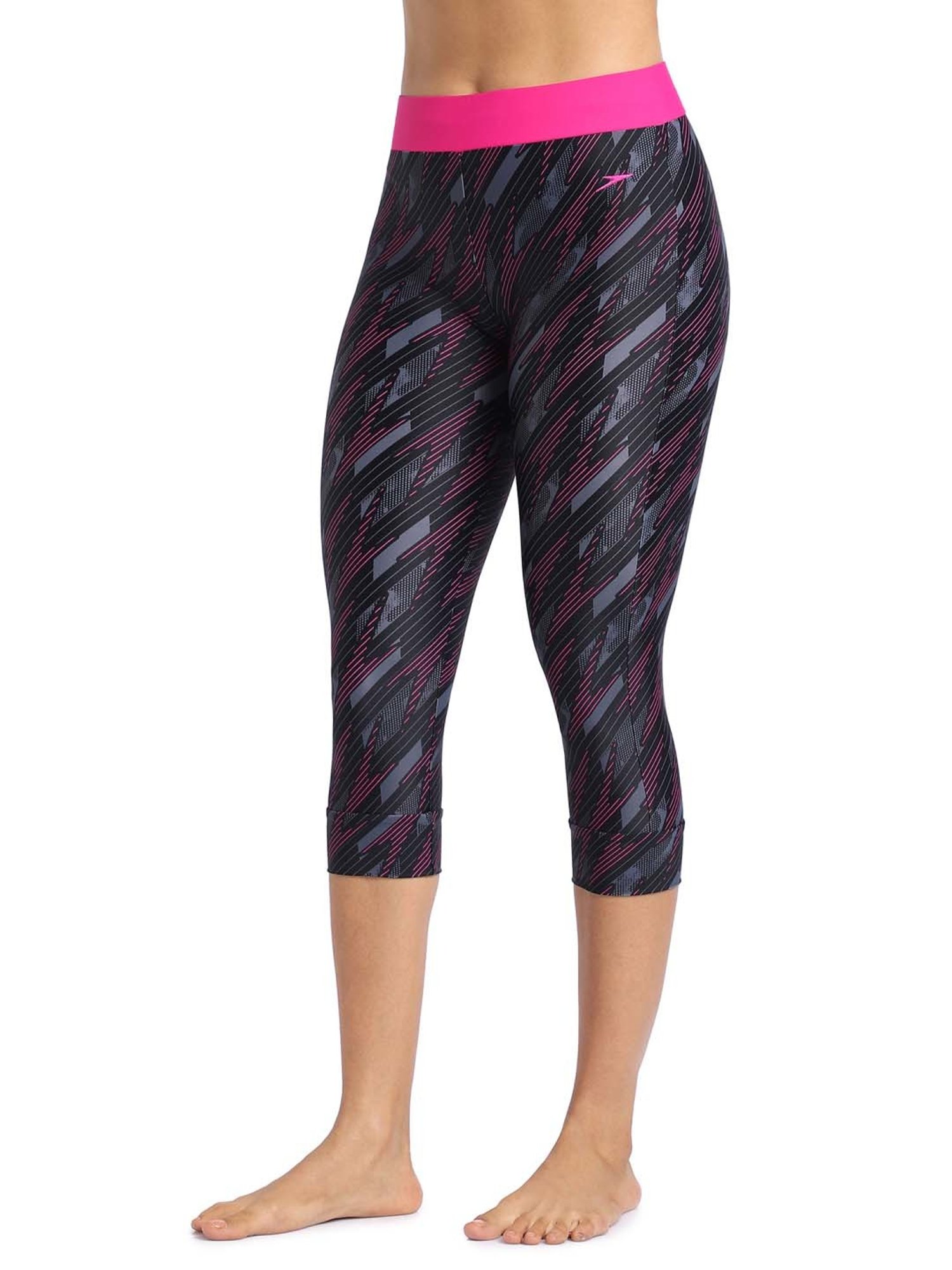 Speedo Black Printed Swim Capris