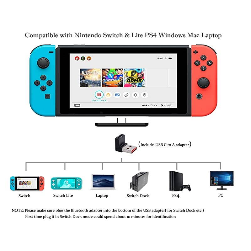Route Air Switch Bluetooth Adapter Wireless Audio Transmitter wAPTX Low Latency Compatible with Nintendo Switch Switch Lite PS5 PS4 PC etc for Airpods Bluetooth Headphone Speakers Black