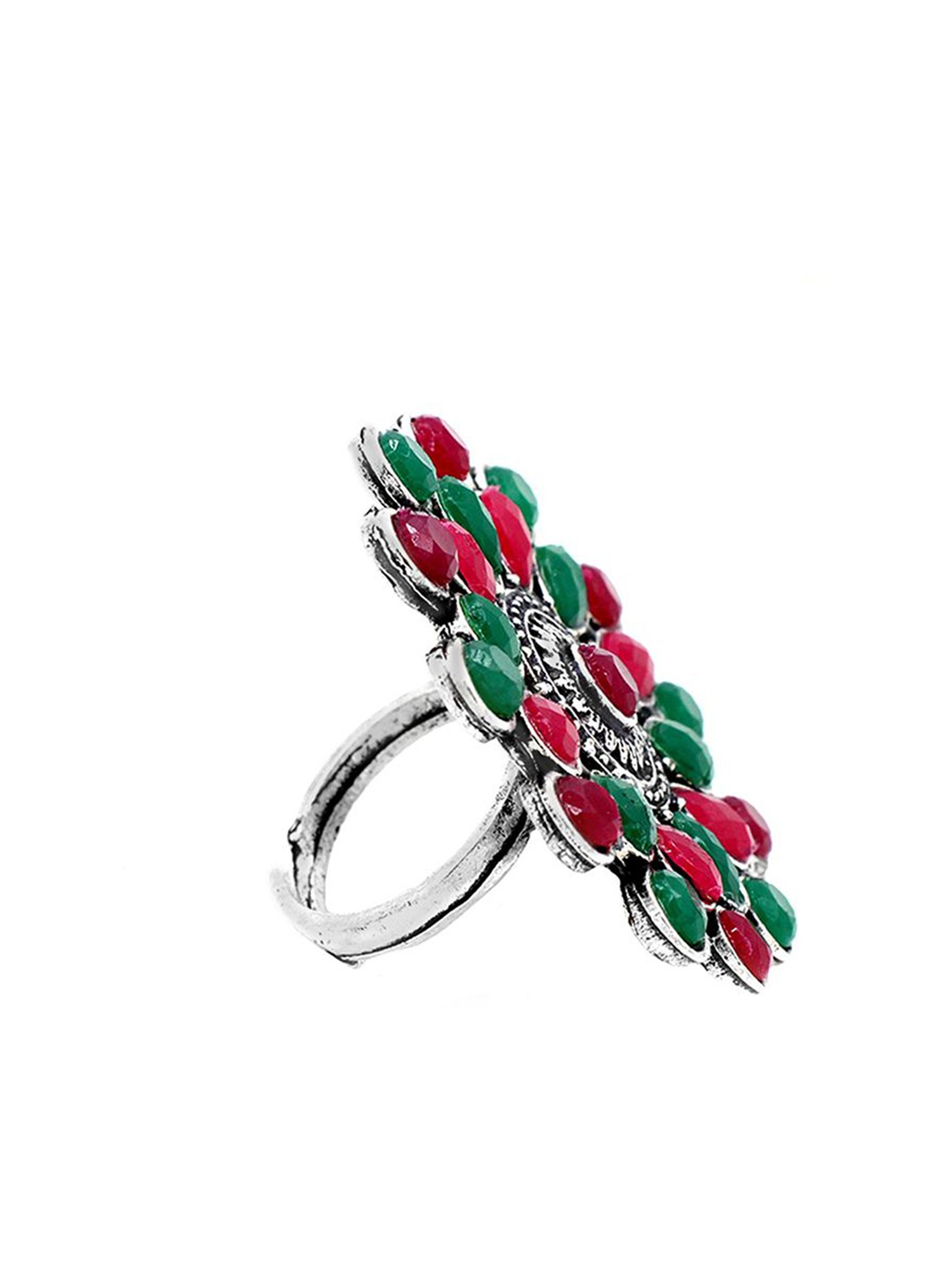 Teejh Vani Multicolored Stone Silver Ring