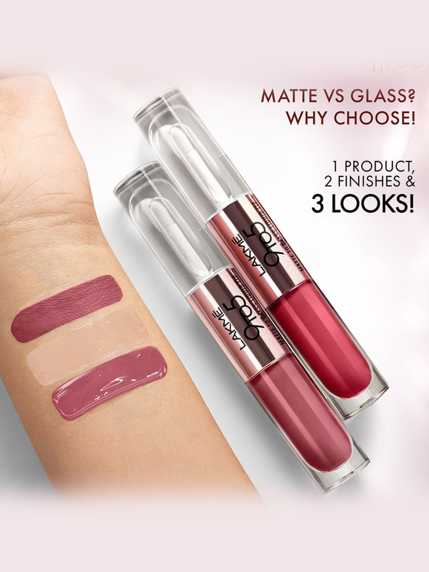Lakme 9 To 5 Matte To Glass Liquid Lip Nut Roast - 7.6 ml